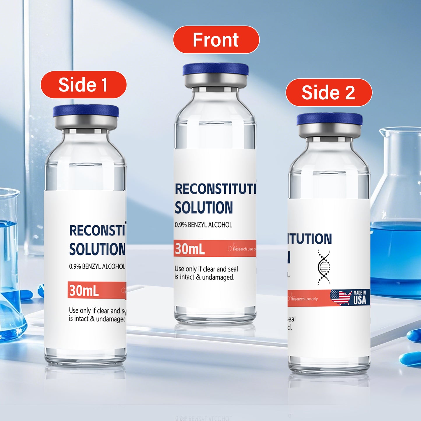 Reconstitution Solution | Bacteriostatic Water - 0.9% Benzyl Alcohol | 1-Pack 30ml Each Vial - Clear Glass | Third-Party Tested
