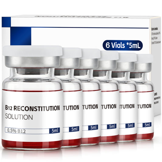 B12 Reconstitution Solution | Bacteriostatic Water - 0.9% Benzyl Alcohol | 6-Pack 5ml Each Vial - Clear Glass | Third-Party Tested