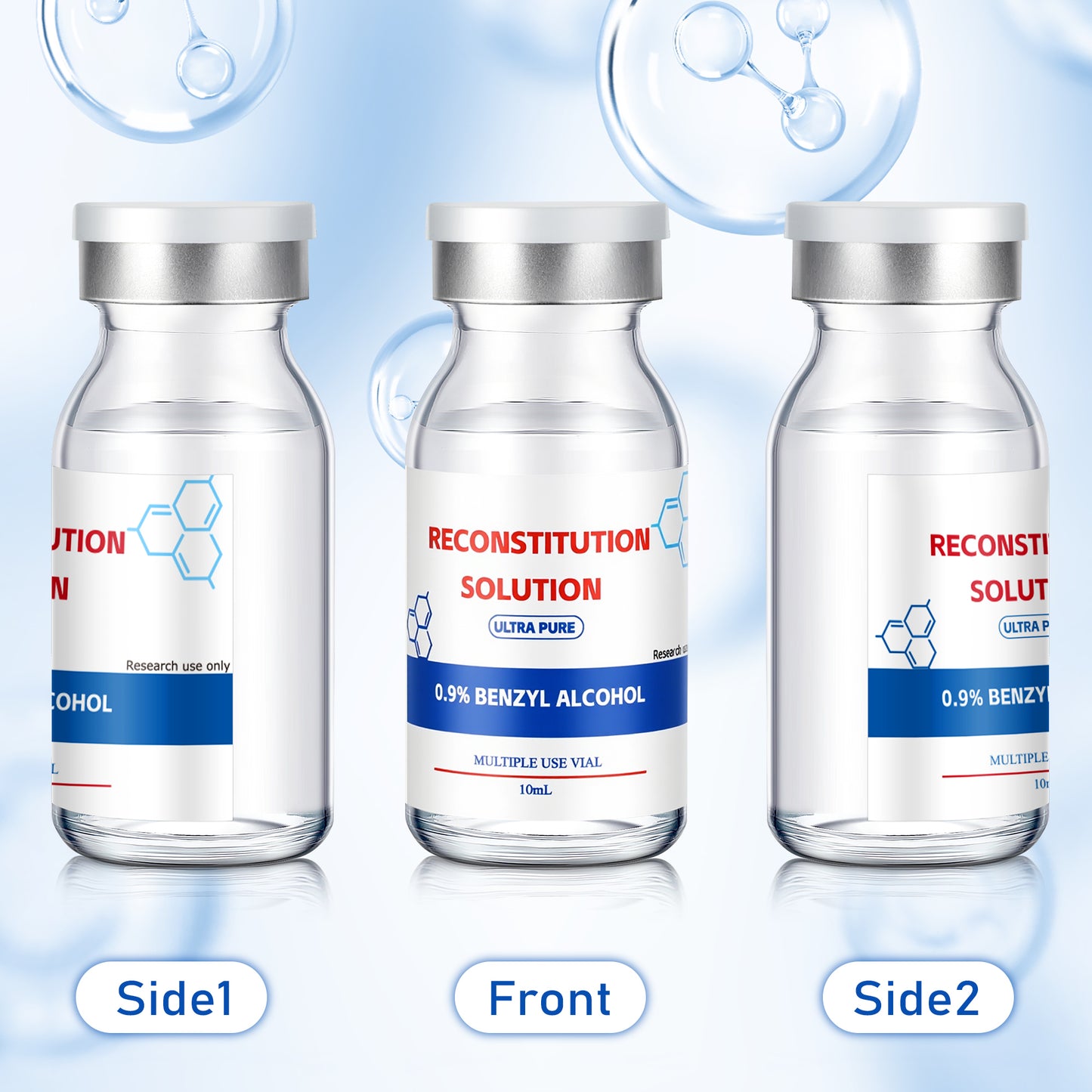 Reconstitution Solution | Bacteriostatic Water - 0.9% Benzyl Alcohol | 2-Pack 10ml Each Vial - Clear Glass | Third-Party Tested
