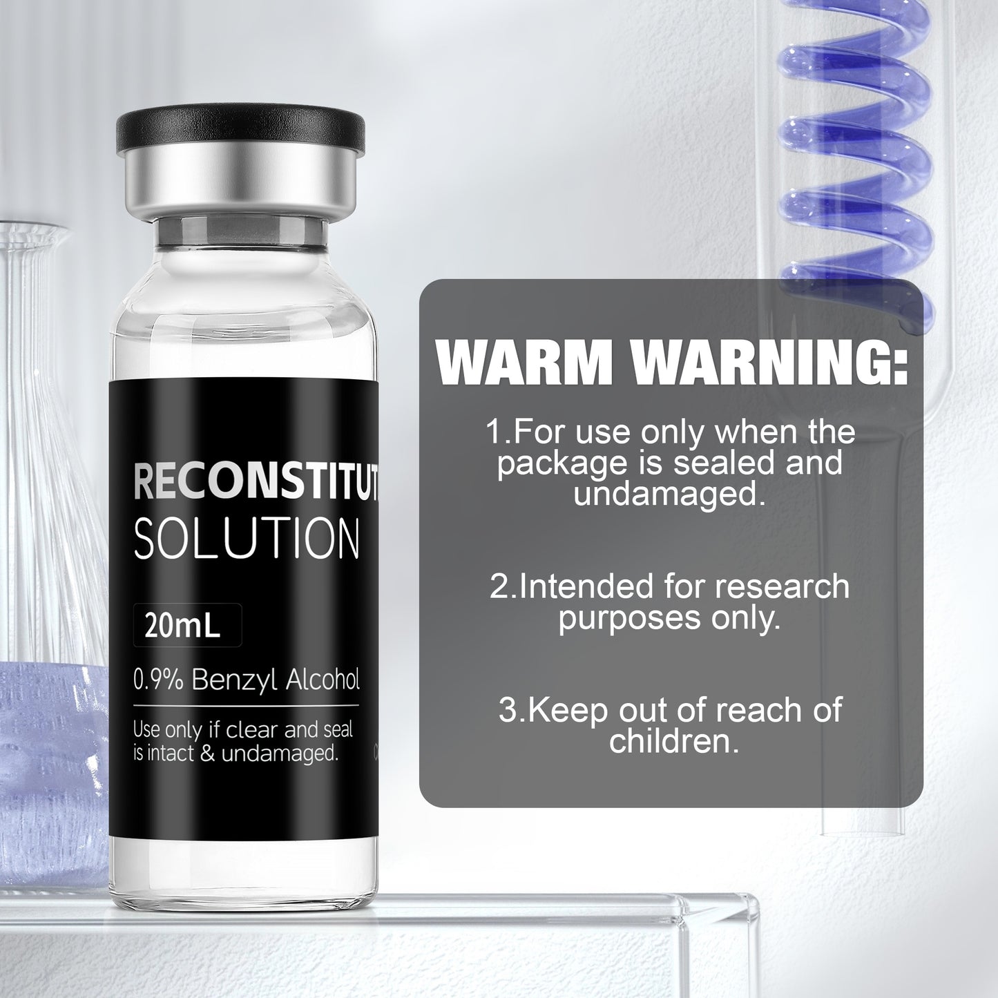 Reconstitution Solution | Bacteriostatic Water - 0.9% Benzyl Alcohol | 3-Pack 20ml Each Vial - Clear Glass | Third-Party Tested