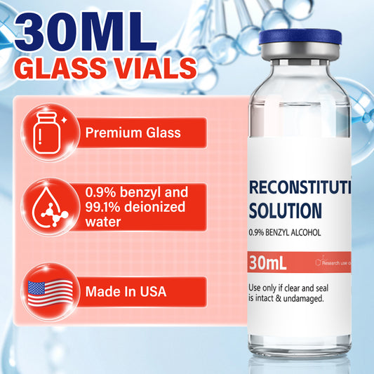 Reconstitution Solution | Bacteriostatic Water - 0.9% Benzyl Alcohol | 1-Pack 30ml Each Vial - Clear Glass | Third-Party Tested