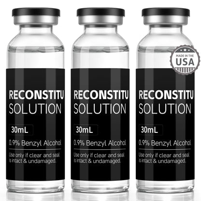 Reconstitution Solution | Bacteriostatic Water - 0.9% Benzyl Alcohol | 3-Pack 30ml Each Vial - Clear Glass | Third-Party Tested