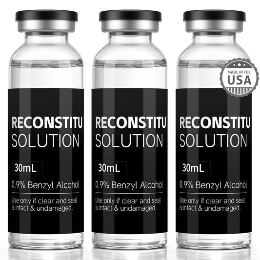 Reconstitution Solution | Bacteriostatic Water - 0.9% Benzyl Alcohol | 3-Pack 30ml Each Vial - Clear Glass | Third-Party Tested