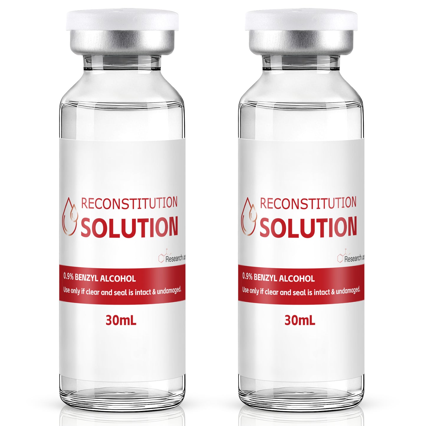 Reconstitution Solution | Bacteriostatic Water - 0.9% Benzyl Alcohol | 1-Pack 30ml Each Vial - Clear Glass | Third-Party Tested