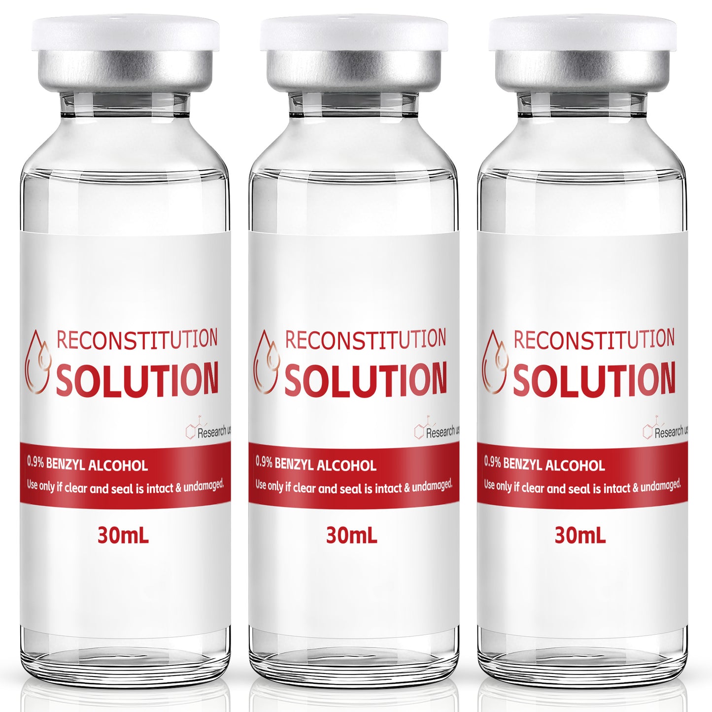 Reconstitution Solution | Bacteriostatic Water - 0.9% Benzyl Alcohol | 1-Pack 30ml Each Vial - Clear Glass | Third-Party Tested