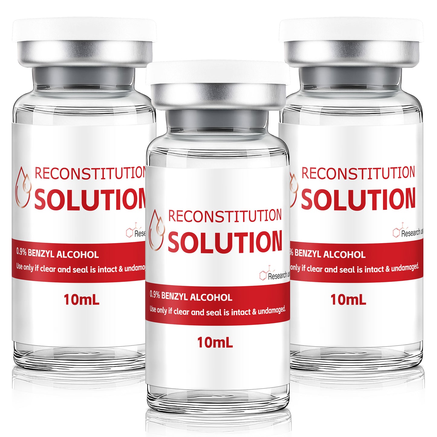 Reconstitution Solution | Bacteriostatic Water - 0.9% Benzyl Alcohol | 10ml Each Vial - Clear Glass | Third-Party Tested