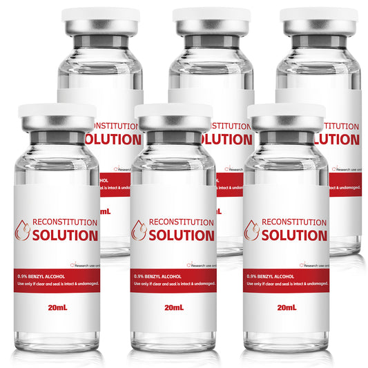 Reconstitution Solution | Bacteriostatic Water - 0.9% Benzyl Alcohol | 6-Pack 20ml Each Vial - Clear Glass | Third-Party Tested