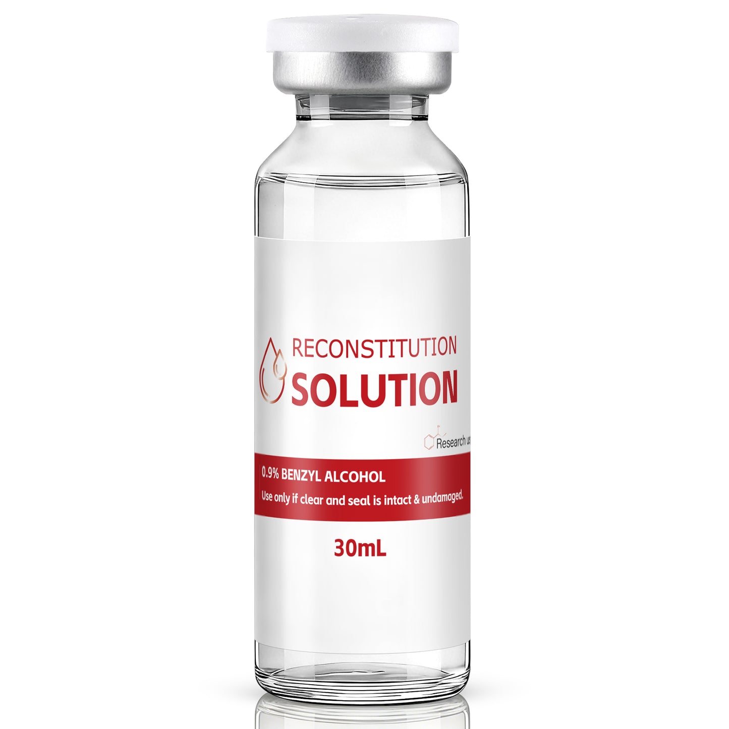 Reconstitution Solution | Bacteriostatic Water - 0.9% Benzyl Alcohol | 1-Pack 30ml Each Vial - Clear Glass | Third-Party Tested
