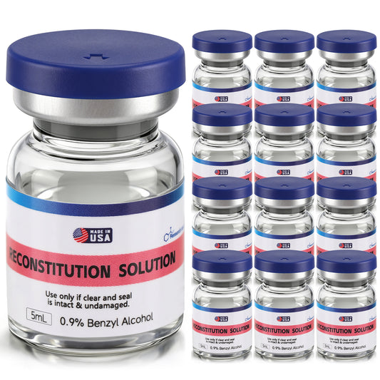 Reconstitution Solution | Bacteriostatic Water - 0.9% Benzyl Alcohol | 12-Pack 5ml Each Vial - Clear Glass | Third-Party Tested