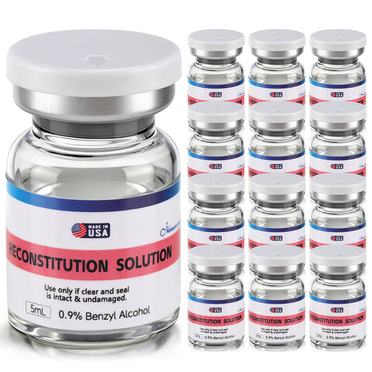 Reconstitution Solution | Bacteriostatic Water - 0.9% Benzyl Alcohol | 12-Pack 5ml Each Vial - Clear Glass | Third-Party Tested