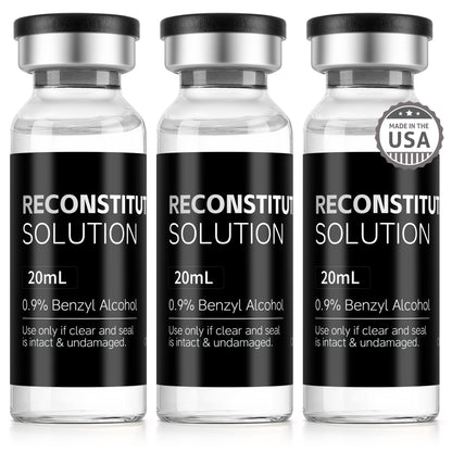 Reconstitution Solution | Bacteriostatic Water - 0.9% Benzyl Alcohol | 3-Pack 20ml Each Vial - Clear Glass | Third-Party Tested
