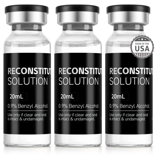 Reconstitution Solution | Bacteriostatic Water - 0.9% Benzyl Alcohol | 3-Pack 20ml Each Vial - Clear Glass | Third-Party Tested