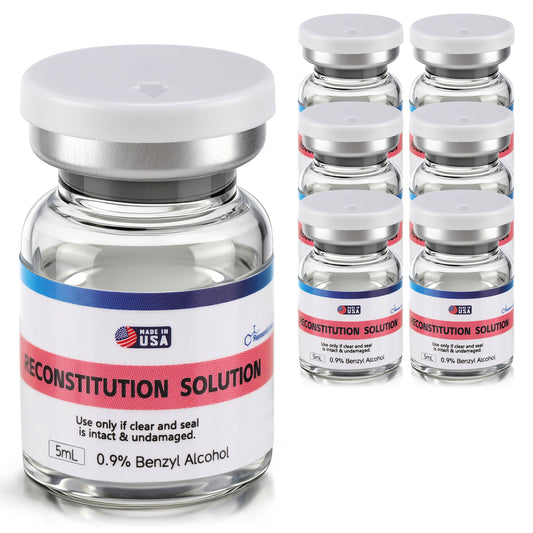 Reconstitution Solution | Bacteriostatic Water - 0.9% Benzyl Alcohol | 6-Pack 5ml Each Vial - Clear Glass | Third-Party Tested