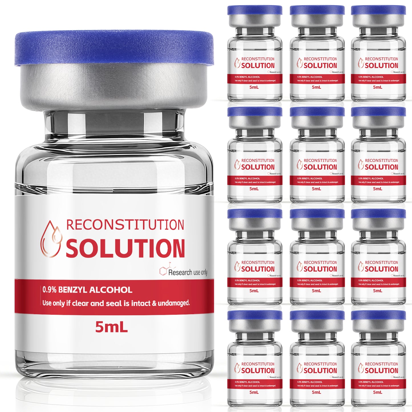 Reconstitution Solution | Bacteriostatic Water - 0.9% Benzyl Alcohol | 6-Pack 5ml Each Vial - Clear Glass | Third-Party Tested