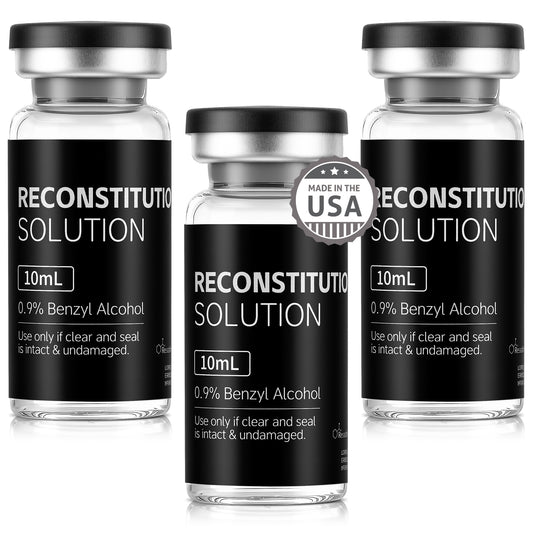 Reconstitution Solution | Bacteriostatic Water -  0.9% Benzyl Alcohol | 3-Pack 10ml Each Vial - Clear Glass | Third-Party Tested