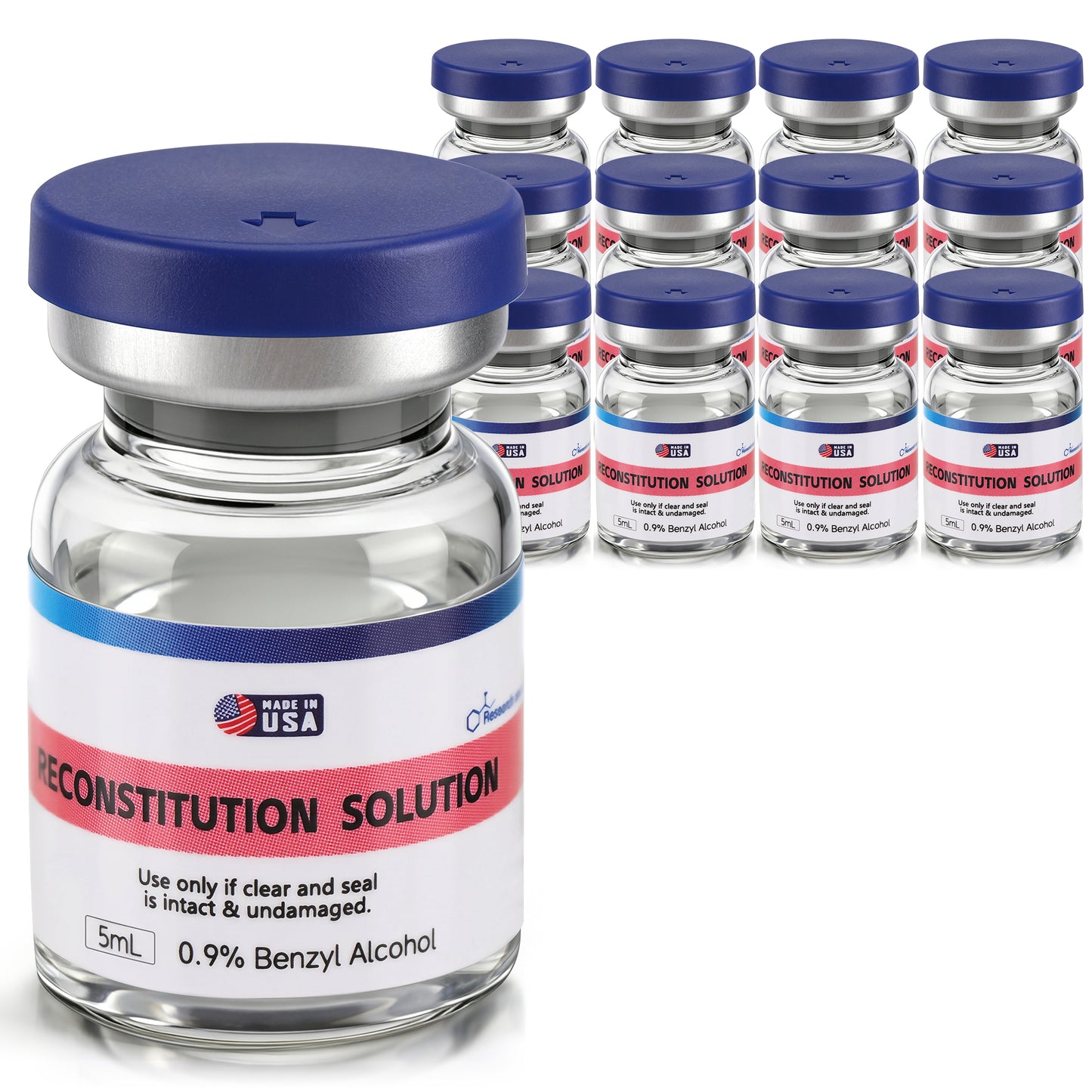Reconstitution Solution | Bacteriostatic Water - 0.9% Benzyl Alcohol | 12-Pack 5ml Each Vial - Clear Glass | Third-Party Tested