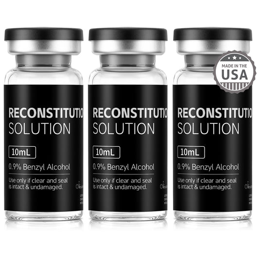 Reconstitution Solution | Bacteriostatic Water -  0.9% Benzyl Alcohol | 3-Pack 10ml Each Vial - Clear Glass | Third-Party Tested