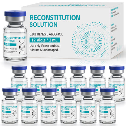 Reconstitution Solution | Bacteriostatic Water - 0.9% Benzyl Alcohol | 12-Pack 2ml Each Vial - Clear Glass | Third-Party Tested