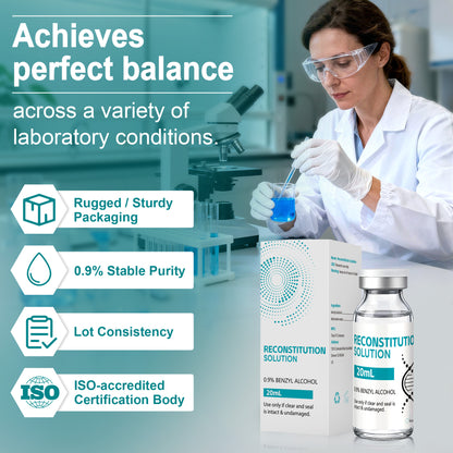 Reconstitution Solution | Bacteriostatic Water - 0.9% Benzyl Alcohol | 20ml Each Vial - Clear Glass | Third-Party Tested