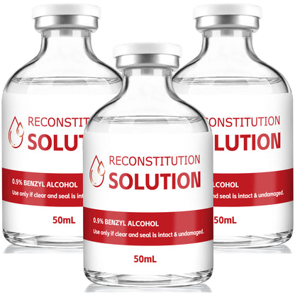 Reconstitution Solution | Bacteriostatic Water - 0.9% Benzyl Alcohol | 3-Pack 50ml Each Vial - Clear Glass | Third-Party Tested