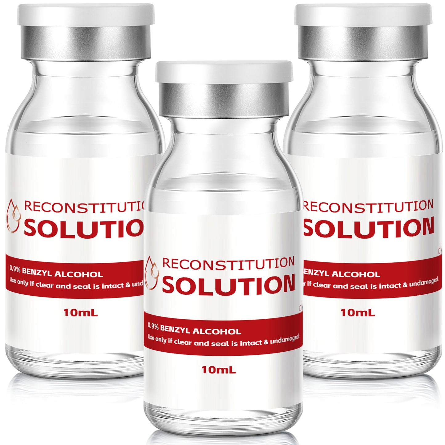 Reconstitution Solution | Bacteriostatic Water - 0.9% Benzyl Alcohol | 3-Pack 10ml Each Vial - Clear Glass | Third-Party Tested