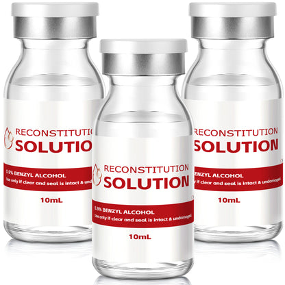 Reconstitution Solution | Bacteriostatic Water - 0.9% Benzyl Alcohol | 3-Pack 10ml Each Vial - Clear Glass | Third-Party Tested