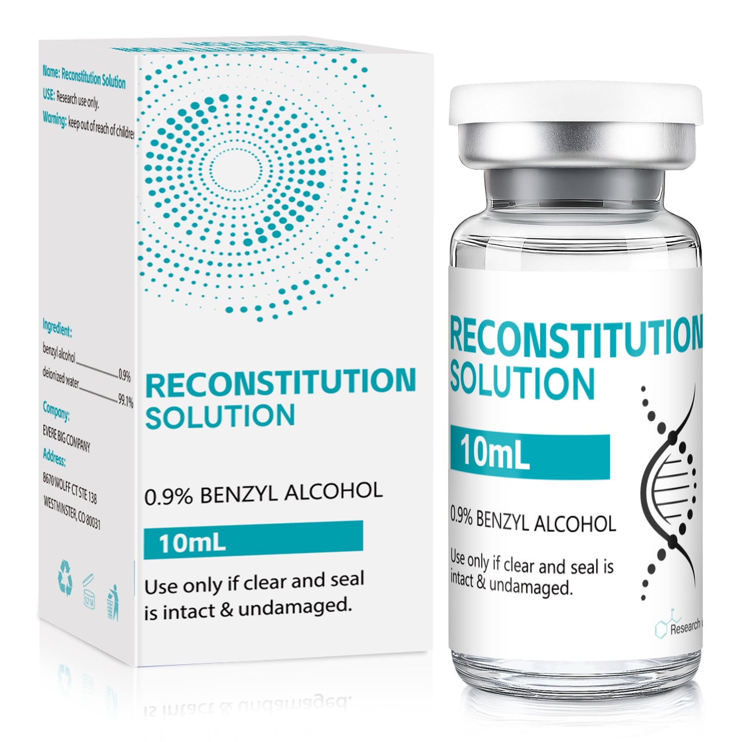 Reconstitution Solution | Bacteriostatic Water - 0.9% Benzyl Alcohol | 10ml Each Vial - Clear Glass | Third-Party Tested