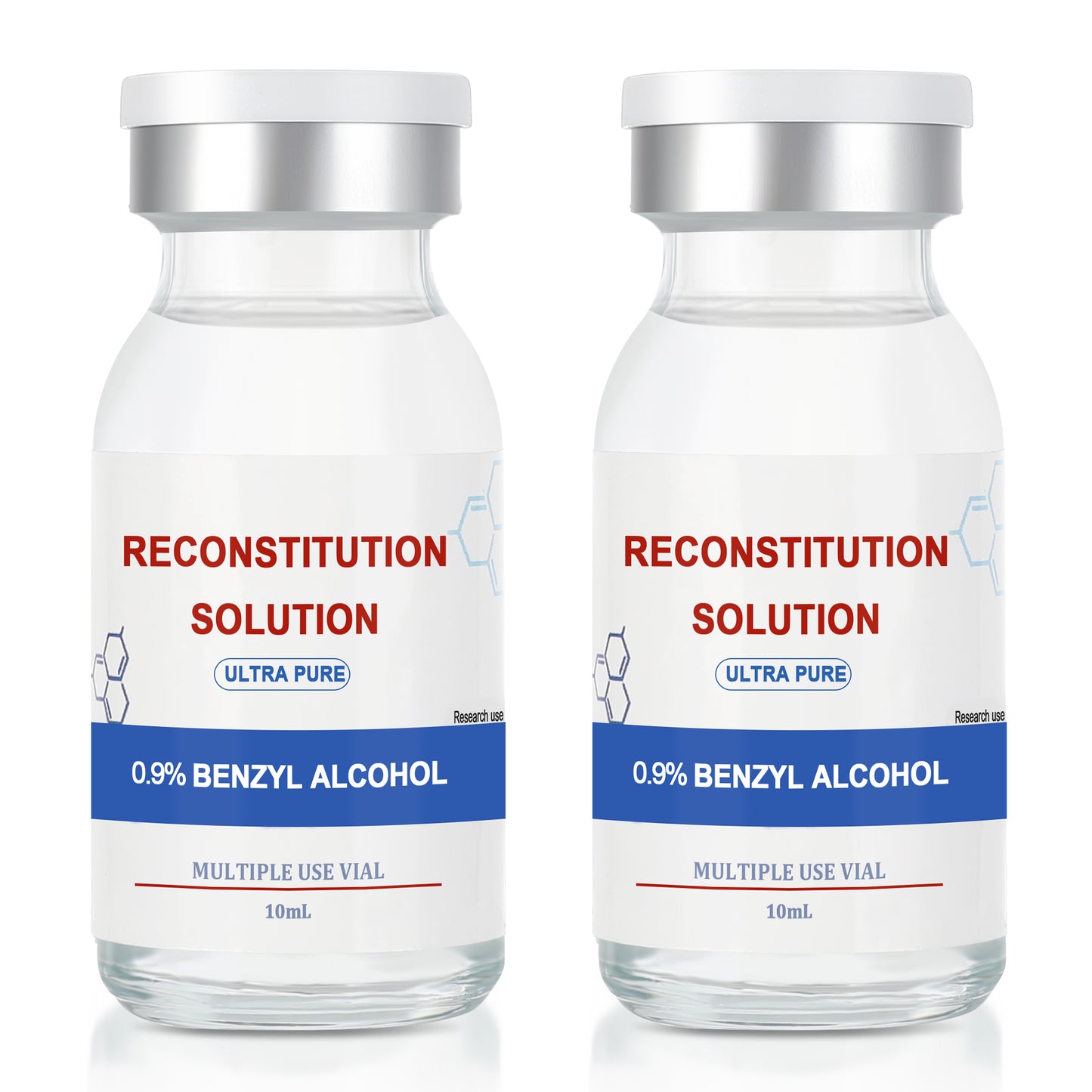 Reconstitution Solution | Bacteriostatic Water - 0.9% Benzyl Alcohol | 10ml Each Vial - Clear Glass | Third-Party Tested