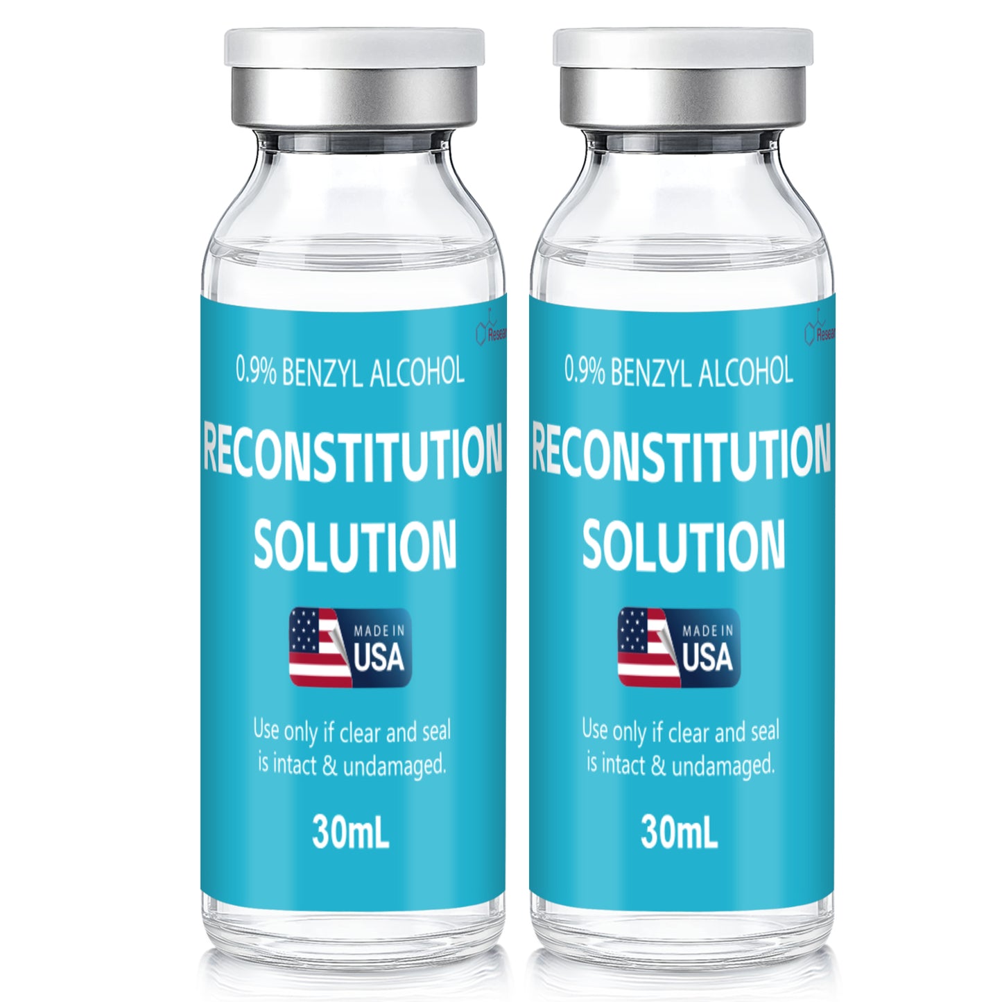 Reconstitution Solution | Bacteriostatic Water - 0.9% Benzyl Alcohol | 2-Pack 30ml Each Vial - Clear Glass | Third-Party Tested