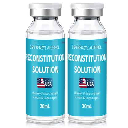 Reconstitution Solution | Bacteriostatic Water - 0.9% Benzyl Alcohol | 2-Pack 30ml Each Vial - Clear Glass | Third-Party Tested