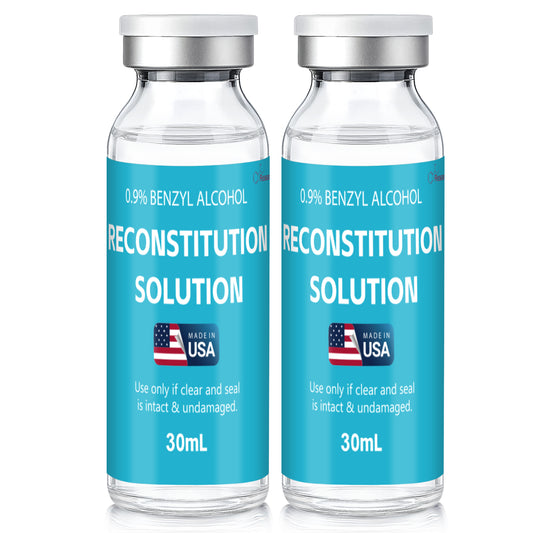 Reconstitution Solution | Bacteriostatic Water - 0.9% Benzyl Alcohol | 2-Pack 30ml Each Vial - Clear Glass | Third-Party Tested