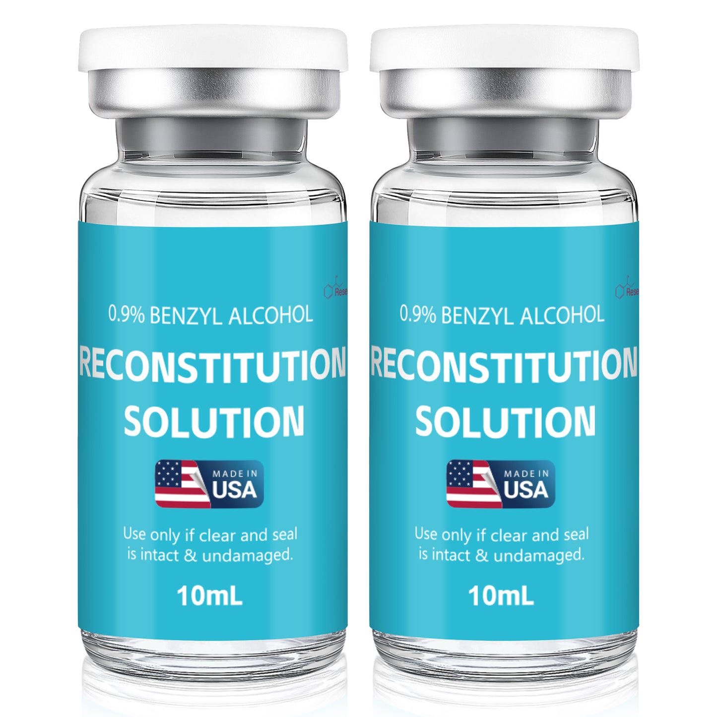 Reconstitution Solution | Bacteriostatic Water - 0.9% Benzyl Alcohol | 2-Pack 10ml Each Vial - Clear Glass | Third-Party Tested