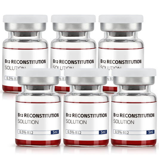 B12 Reconstitution Solution | Bacteriostatic Water - 0.9% Benzyl Alcohol | 6-Pack 5ml Each Vial - Clear Glass | Third-Party Tested
