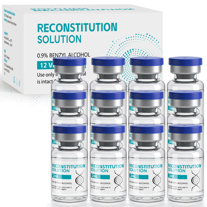 Reconstitution Solution | Bacteriostatic Water - 0.9% Benzyl Alcohol | 12-Pack 2ml Each Vial - Clear Glass | Third-Party Tested