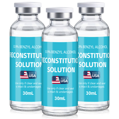 Reconstitution Solution | Bacteriostatic Water - 0.9% Benzyl Alcohol | 1-Pack 30ml Each Vial - Clear Glass | Third-Party Tested