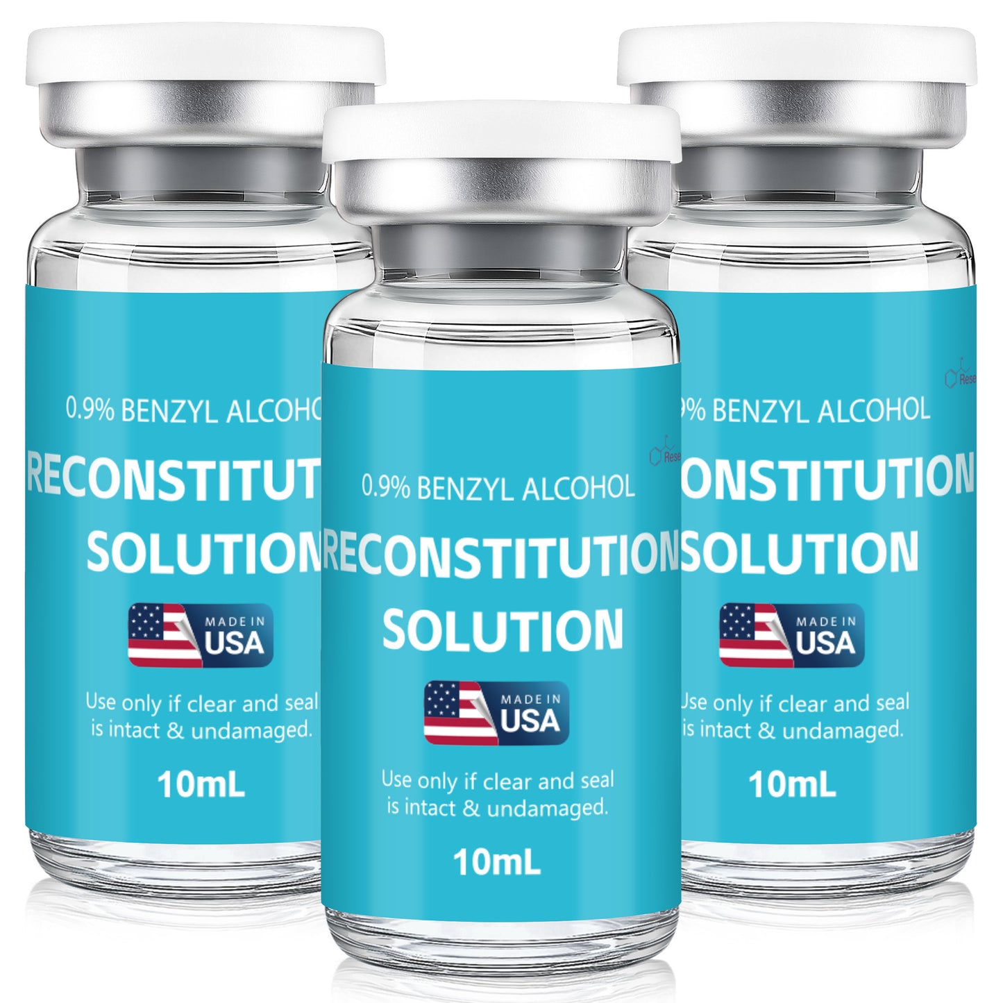 Reconstitution Solution | Bacteriostatic Water - 0.9% Benzyl Alcohol | 1-Pack 10ml Each Vial - Clear Glass | Third-Party Tested