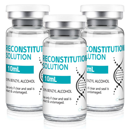 Reconstitution Solution | Bacteriostatic Water - 0.9% Benzyl Alcohol | 3-Pack 10ml Each Vial - Clear Glass | Third-Party Tested