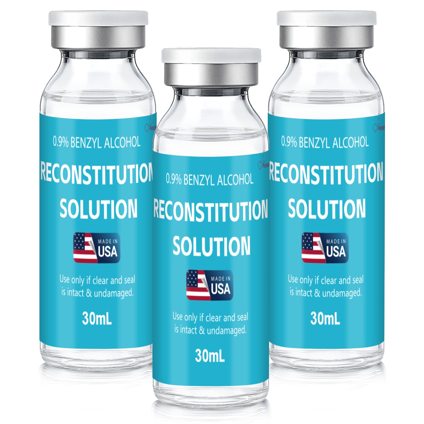 Reconstitution Solution | Bacteriostatic Water - 0.9% Benzyl Alcohol | 2-Pack 30ml Each Vial - Clear Glass | Third-Party Tested