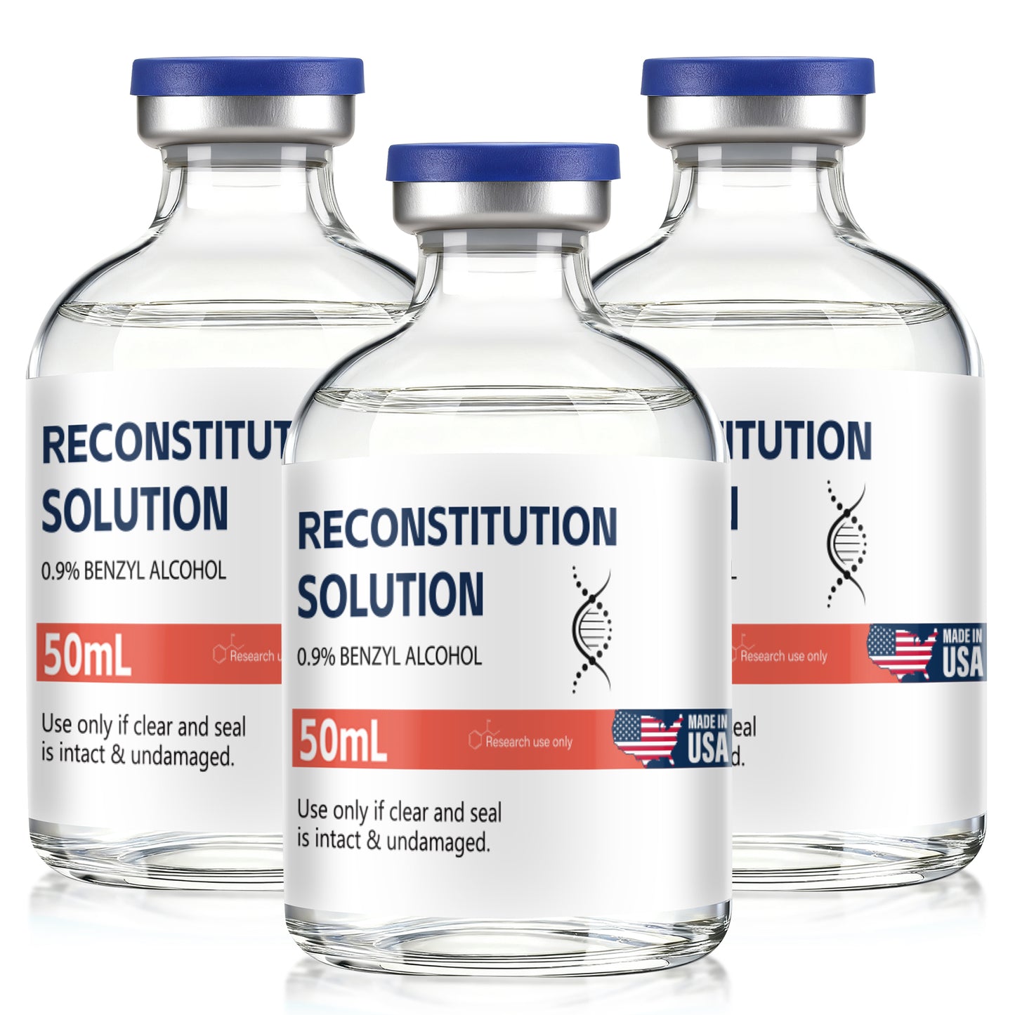 Reconstitution Solution | Bacteriostatic Water - 0.9% Benzyl Alcohol | 1-Pack 50ml Each Vial - Clear Glass | Third-Party Tested