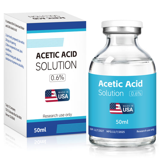 Acetic Acid Solution | 3-Pack 50ml Each Vial - Clear Glass | Third-Party Tested