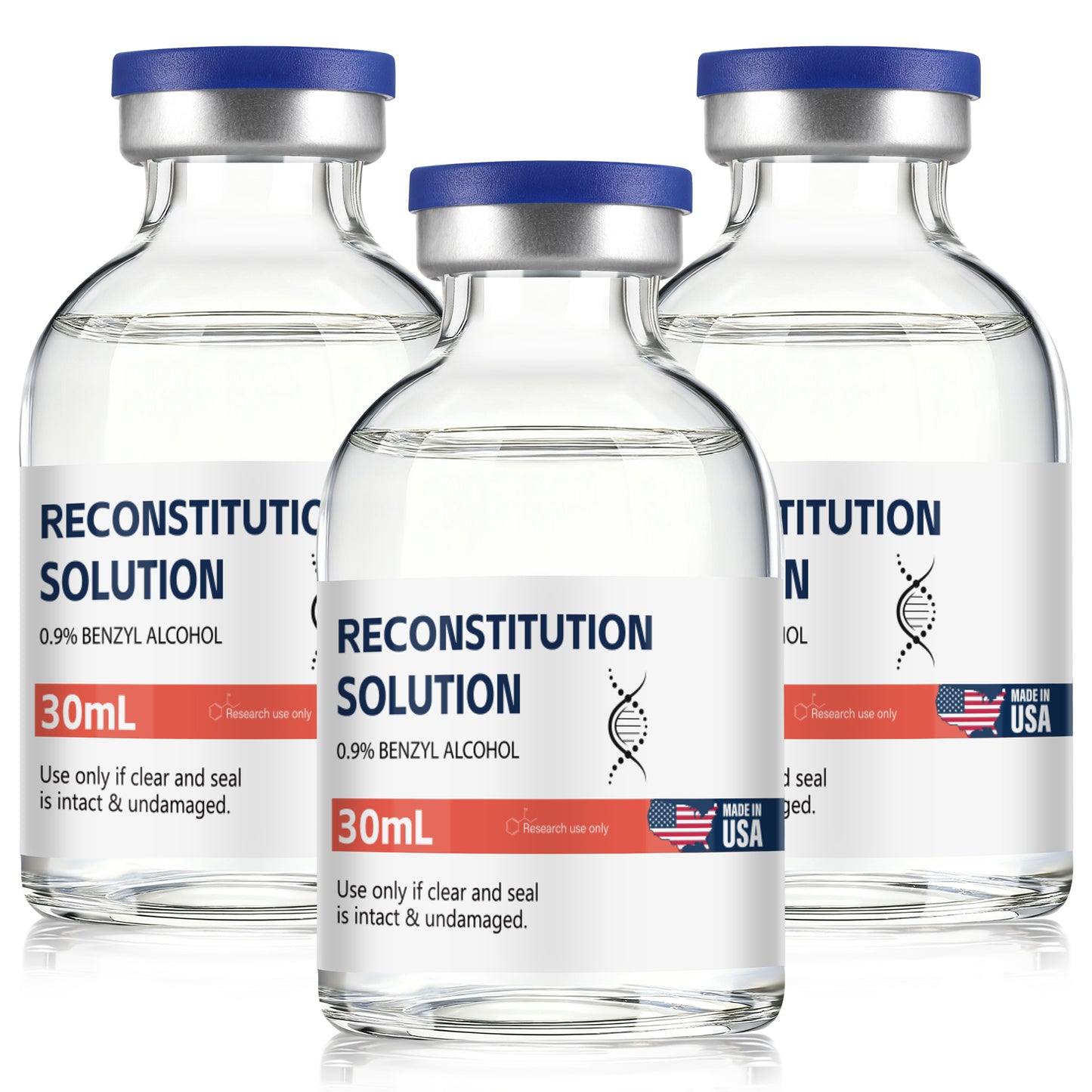 Reconstitution Solution | Bacteriostatic Water - 0.9% Benzyl Alcohol | 1-Pack 30ml Each Vial - Clear Glass | Third-Party Tested