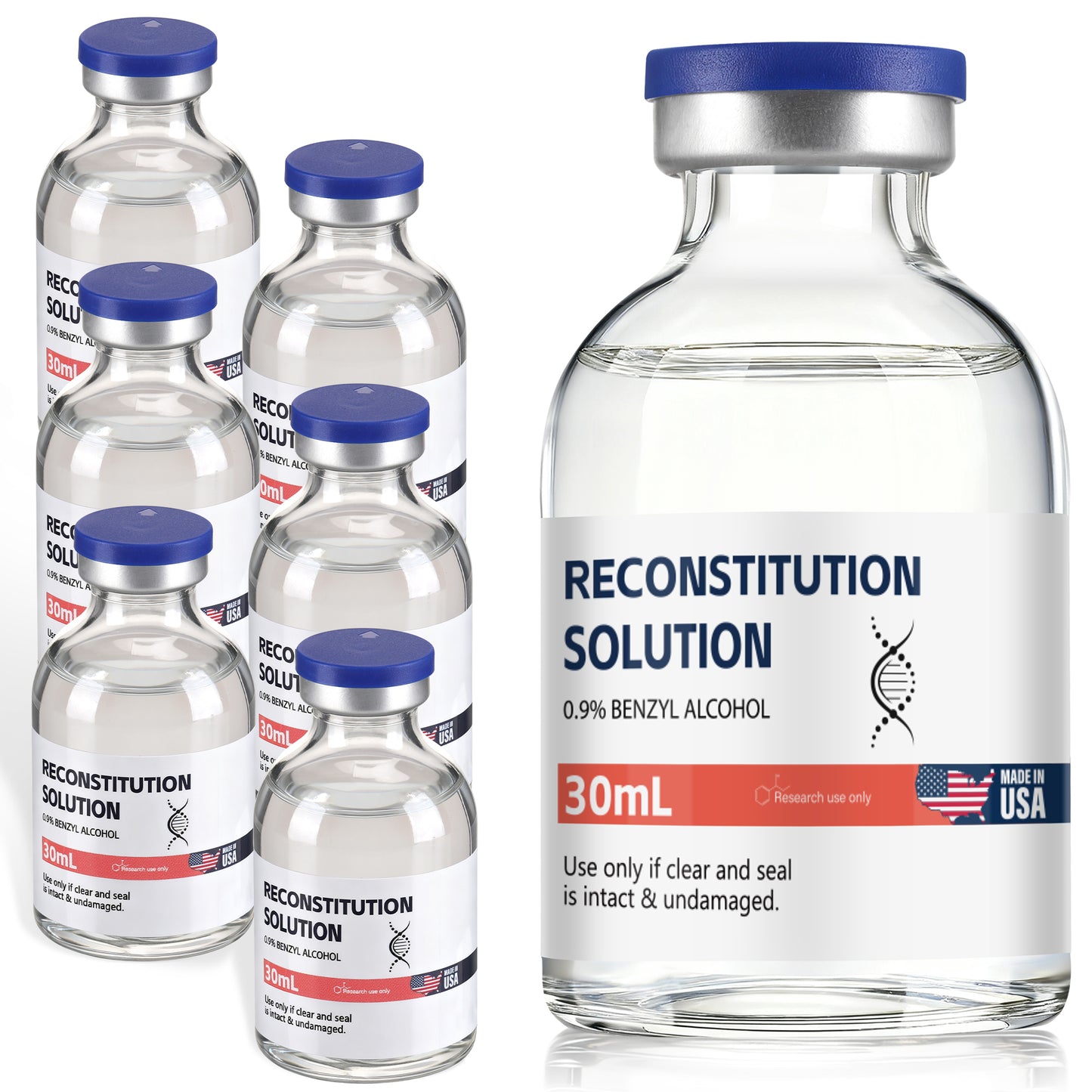 Reconstitution Solution | Bacteriostatic Water - 0.9% Benzyl Alcohol | 1-Pack 30ml Each Vial - Clear Glass | Third-Party Tested