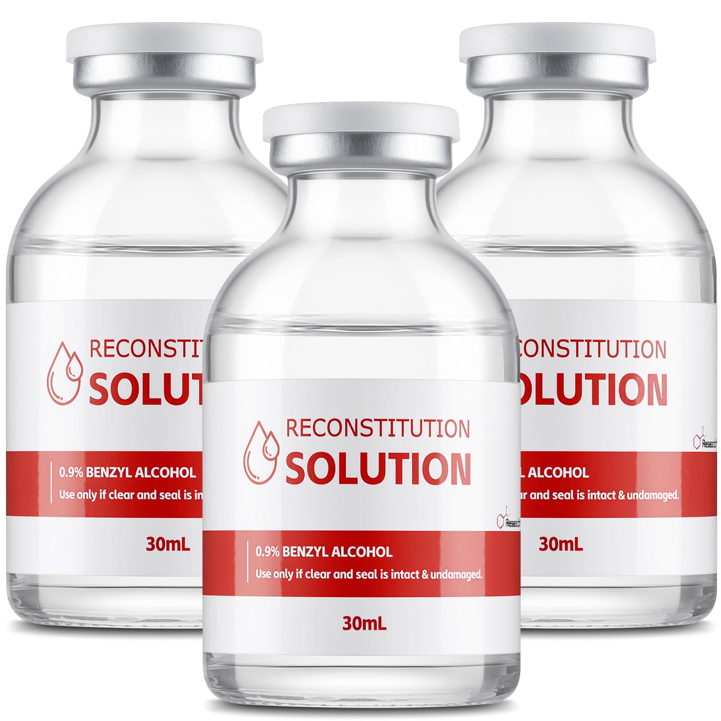 Reconstitution Solution | Bacteriostatic Water - 0.9% Benzyl Alcohol | 3-Pack 30ml Each Vial - Clear Glass | Third-Party Tested