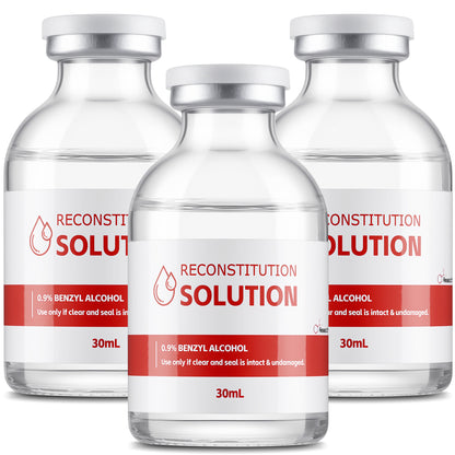 Reconstitution Solution | Bacteriostatic Water - 0.9% Benzyl Alcohol | 3-Pack 30ml Each Vial - Clear Glass | Third-Party Tested