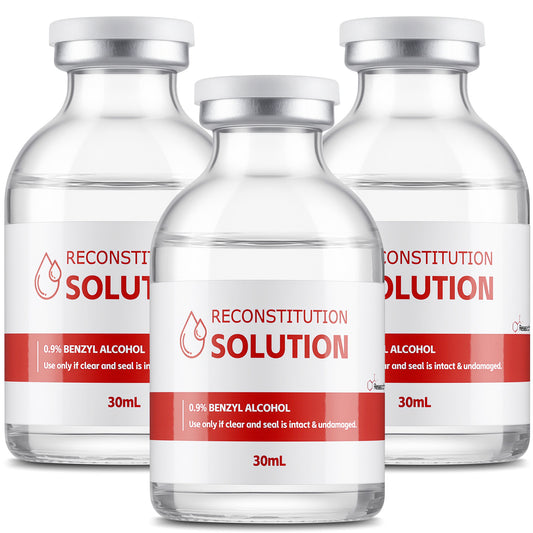 Reconstitution Solution | Bacteriostatic Water - 0.9% Benzyl Alcohol | 3-Pack 30ml Each Vial - Clear Glass | Third-Party Tested