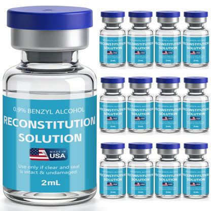 Reconstitution Solution | Bacteriostatic Water - 0.9% Benzyl Alcohol | 12-Pack 2ml Each Vial - Clear Glass | Third-Party Tested