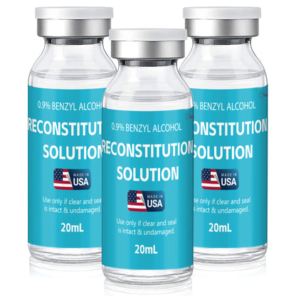 Reconstitution Solution | Bacteriostatic Water - 0.9% Benzyl Alcohol | 3-Pack 20ml Each Vial - Clear Glass | Third-Party Tested