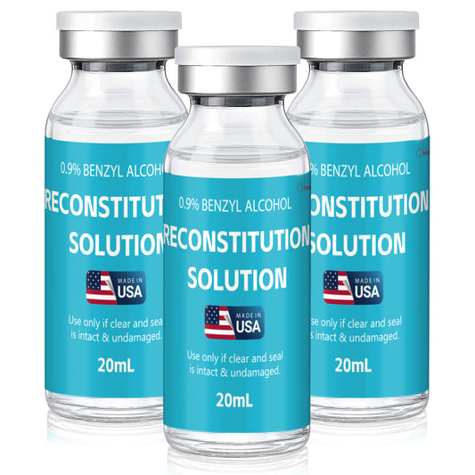 Reconstitution Solution | Bacteriostatic Water - 0.9% Benzyl Alcohol | 3-Pack 20ml Each Vial - Clear Glass | Third-Party Tested