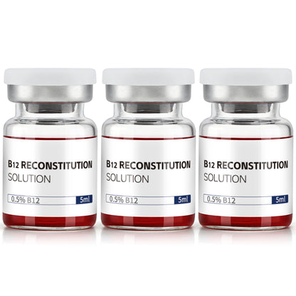 B12 Reconstitution Solution | Bacteriostatic Water - 0.9% Benzyl Alcohol | 3-Pack 5ml Each Vial - Clear Glass | Third-Party Tested
