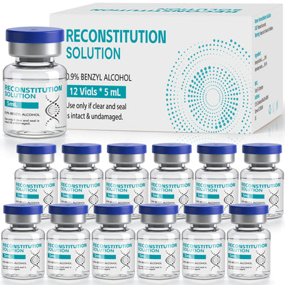 Reconstitution Solution | Bacteriostatic Water - 0.9% Benzyl Alcohol | 12-Pack 5ml Each Vial - Clear Glass | Third-Party Tested